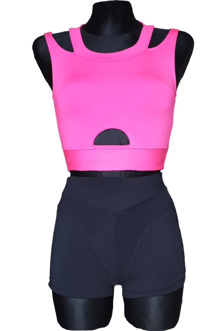 Colia Black top with lycra and mesh for dance, pole dance and fitness