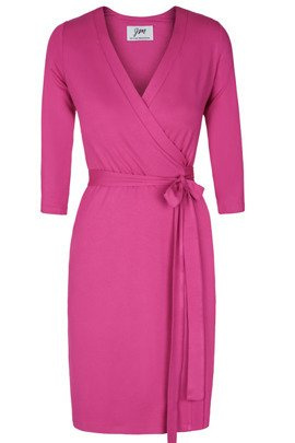 Dina Viscose Jersey  midi Wrap Dress. Fuchsia color.