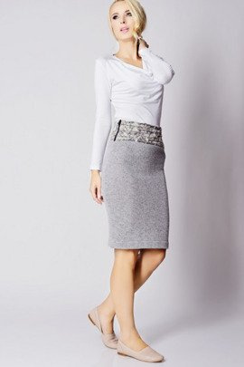 Ołówkowa spódnica z wysokim stanem z wełny - CATHY