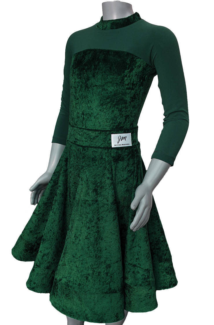 Sukienka turniejowa pierwszy krok do tańca dla dziewczynki, butelkowa zieleń, strój do tańca Nila