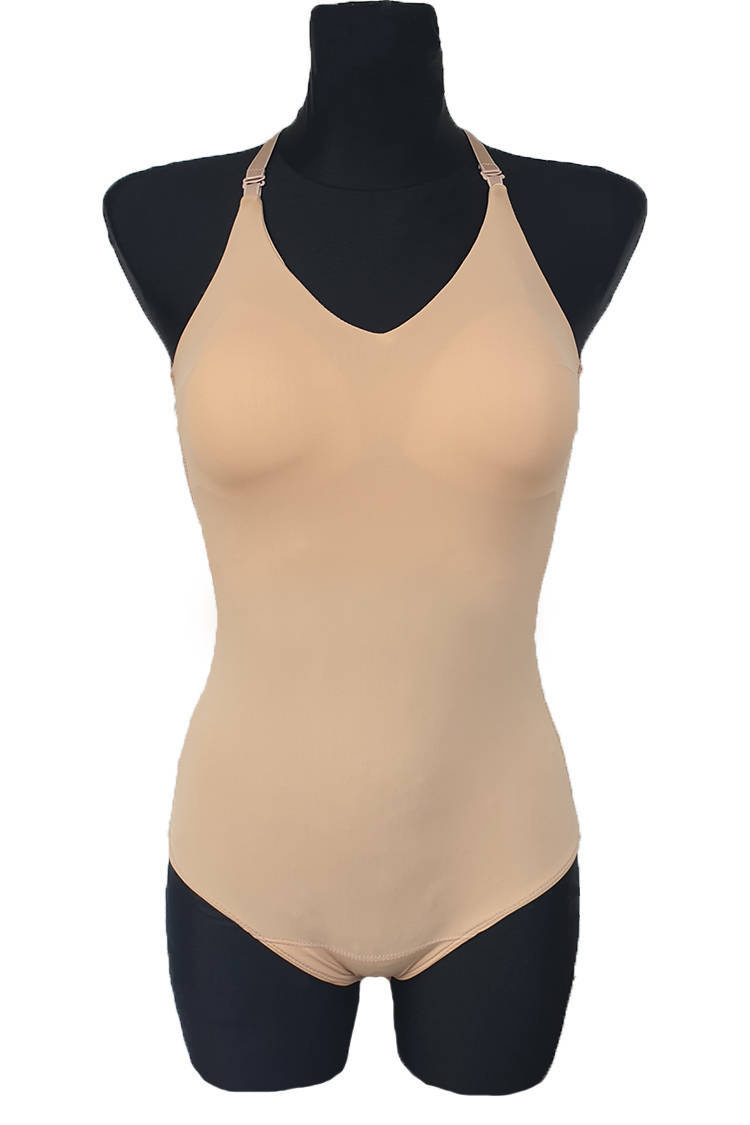 April Black bodysuit with a fully opened back look.