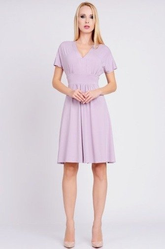 Renate Rozkloszowana wrzosowa sukienka z naturalnej dzianiny na lato