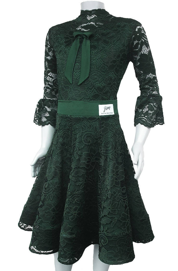 Sukienka turniejowa pierwszy krok do tańca towarzyskiego dla dziewczynki, koronkowa czerwona, strój do tańca Lucy.